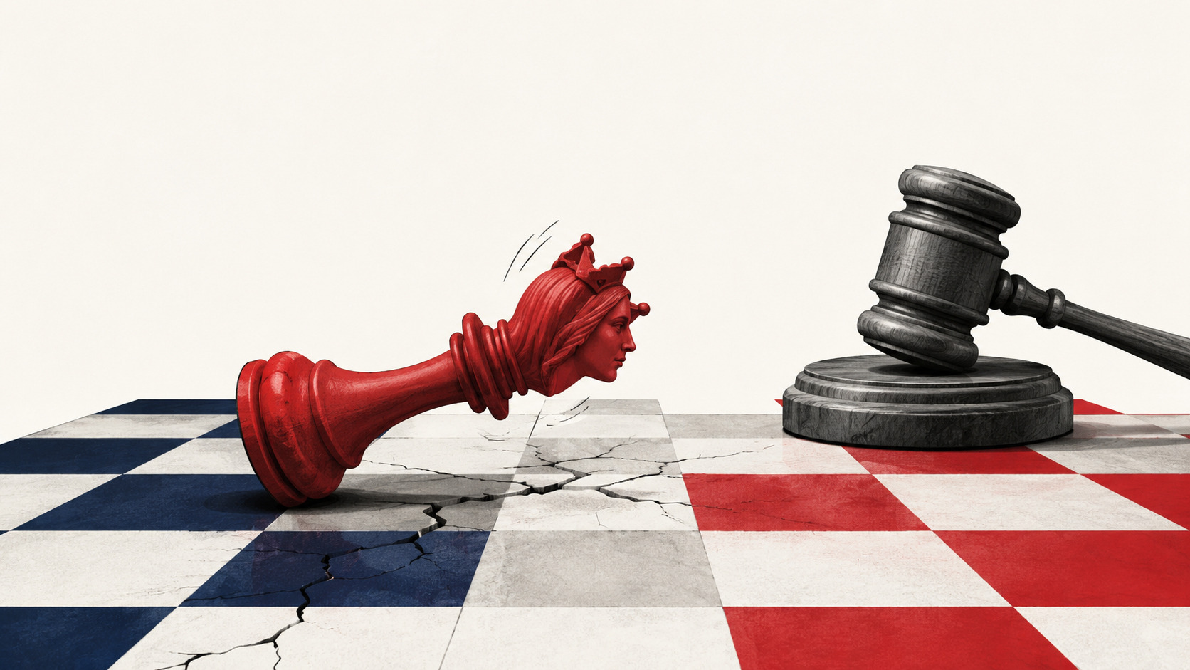 Ilustración sobre Marine Le Pen y la justicia francesa