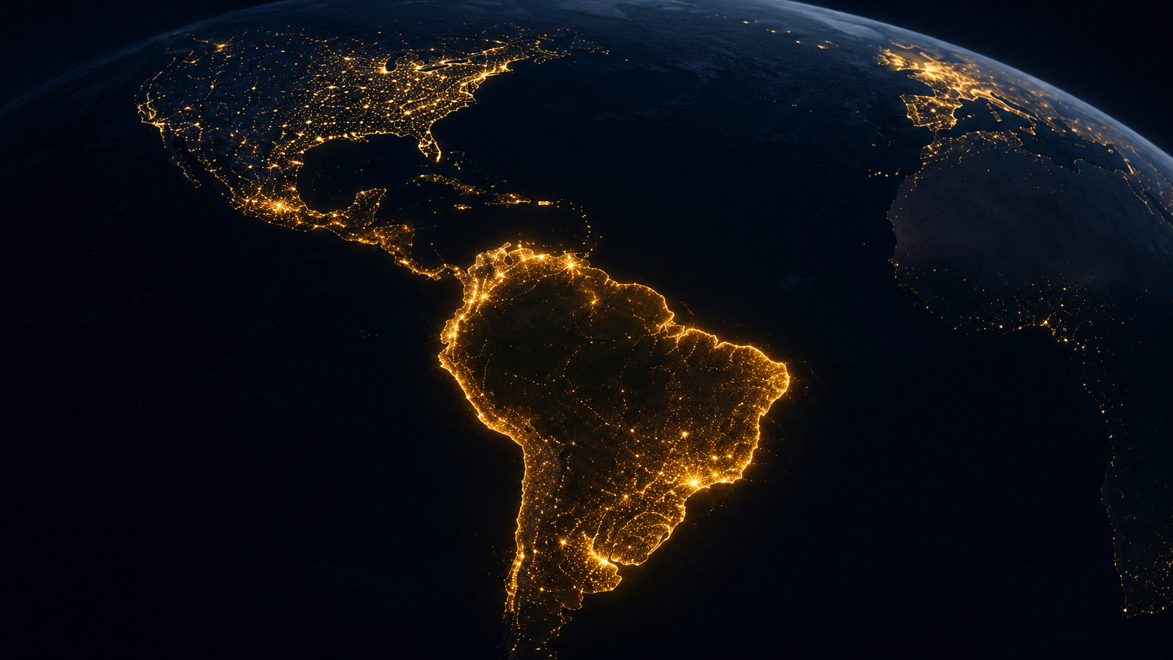 Vista nocturna de América Latina desde el espacio