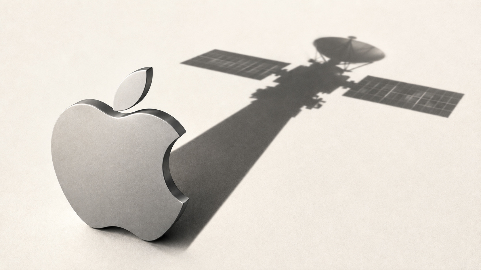 Sombra futurista del logotipo de Apple sobre fondo claro