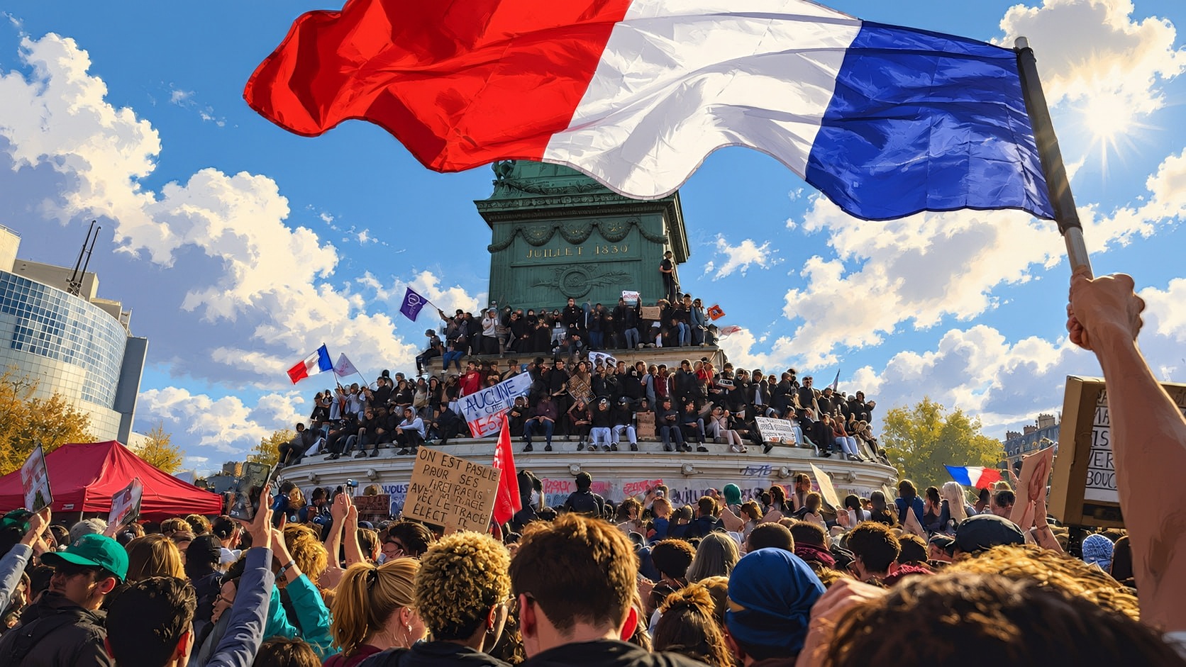 Protestas y disturbios en Francia: manifestantes y fuerzas del orden durante la jornada de movilizaciones por la justicia social