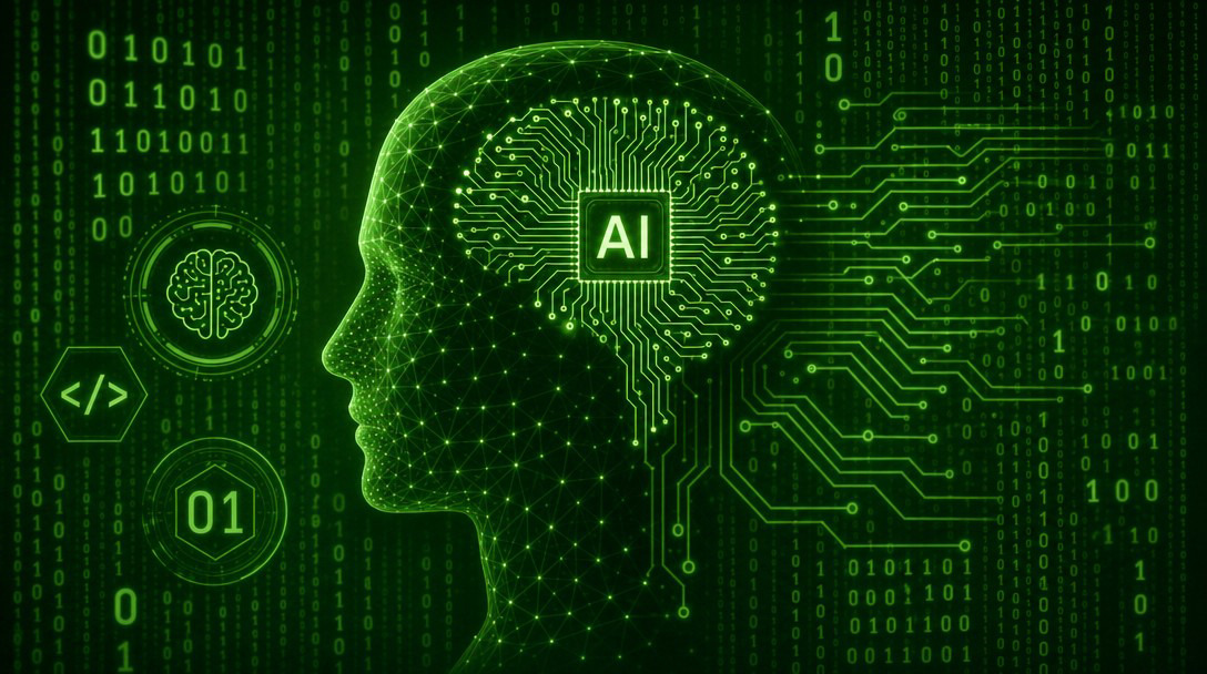 Representación visual de una inteligencia artificial analizando un dilema moral, con tonos fríos y digitales.